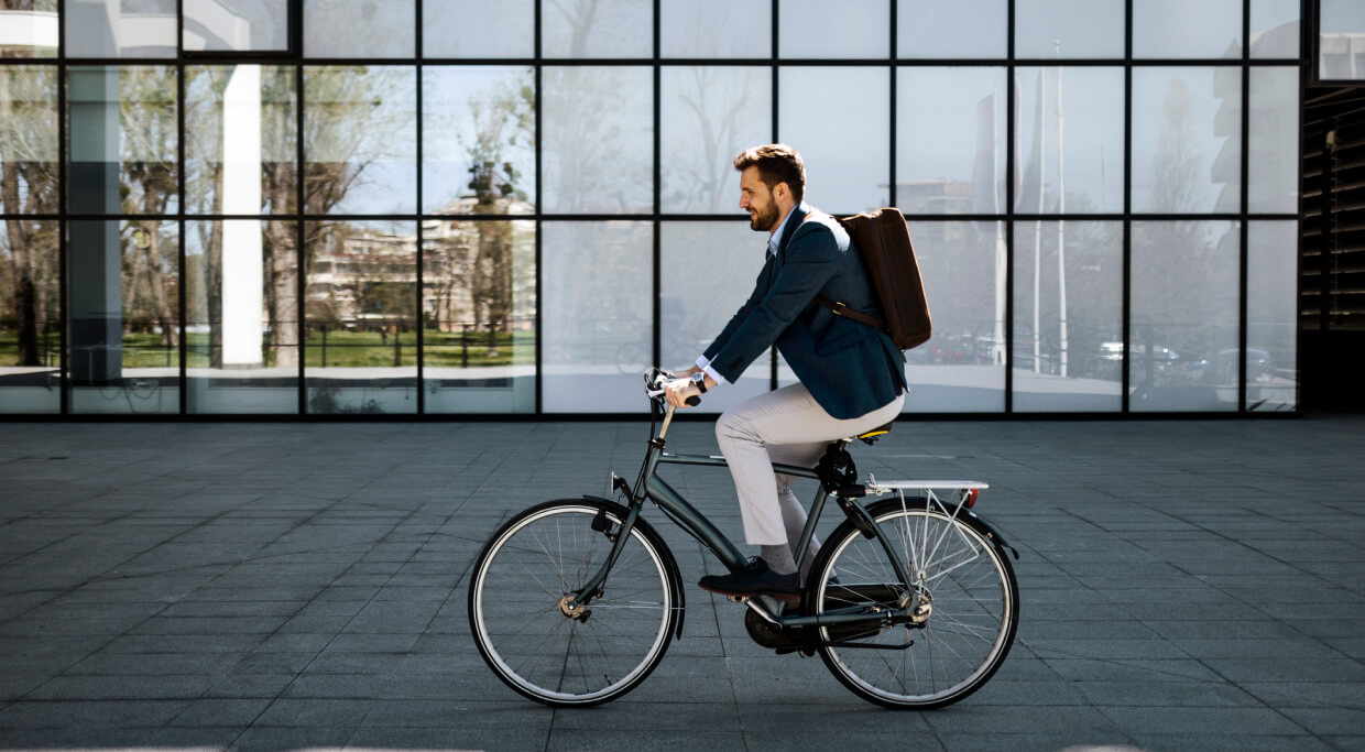 Man riding an E-Bike outside